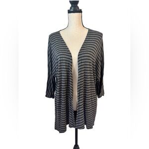 Lularoe Striped Open-Front Cardigan - Gray & Black